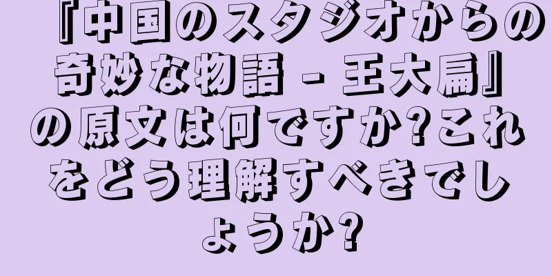 『中国のスタジオからの奇妙な物語 - 王大扁』の原文は何ですか?これをどう理解すべきでしょうか?