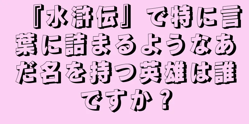 『水滸伝』で特に言葉に詰まるようなあだ名を持つ英雄は誰ですか？