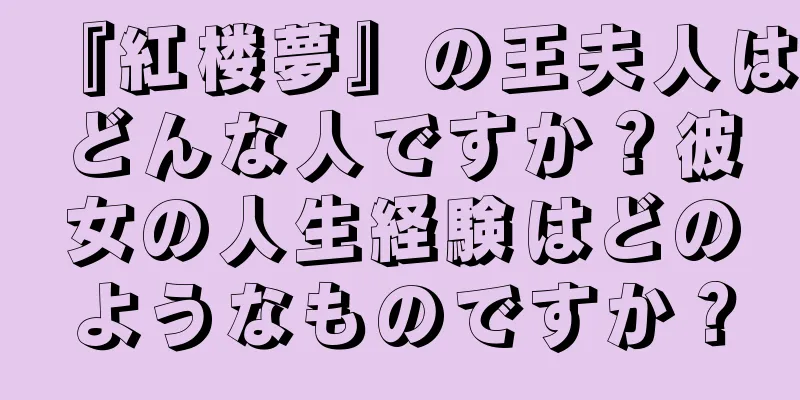 『紅楼夢』の王夫人はどんな人ですか？彼女の人生経験はどのようなものですか？