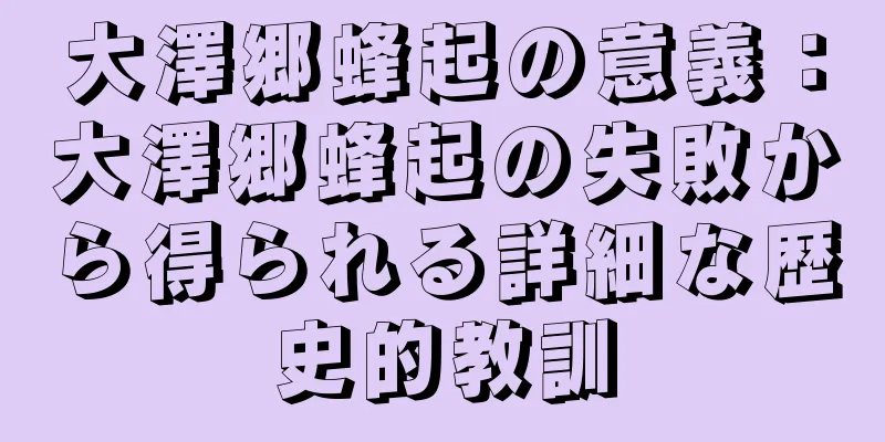 大澤郷蜂起の意義：大澤郷蜂起の失敗から得られる詳細な歴史的教訓