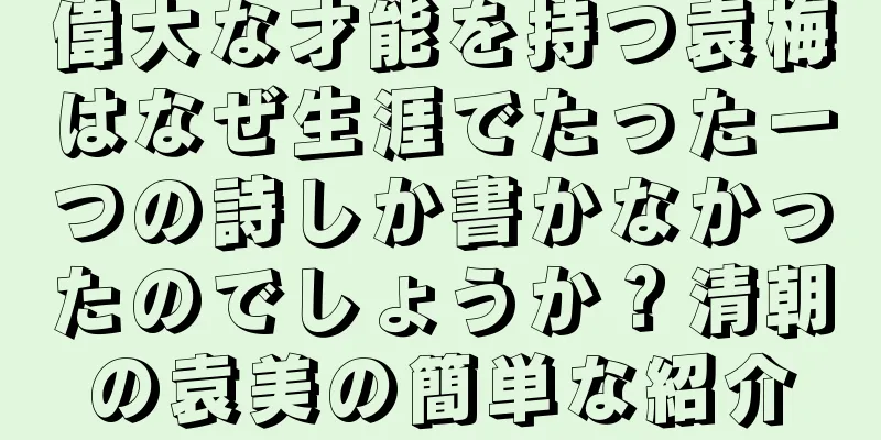 偉大な才能を持つ袁梅はなぜ生涯でたった一つの詩しか書かなかったのでしょうか？清朝の袁美の簡単な紹介