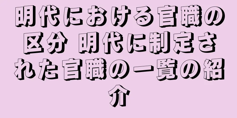明代における官職の区分 明代に制定された官職の一覧の紹介