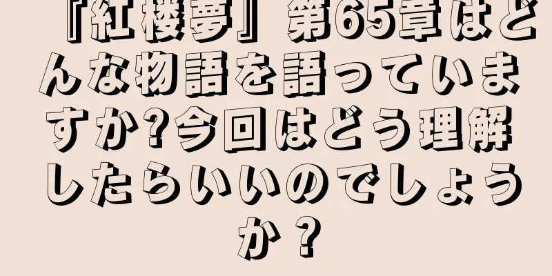 『紅楼夢』第65章はどんな物語を語っていますか?今回はどう理解したらいいのでしょうか？