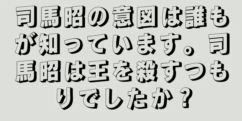 司馬昭の意図は誰もが知っています。司馬昭は王を殺すつもりでしたか？