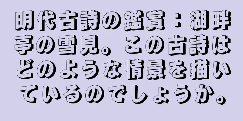 明代古詩の鑑賞：湖畔亭の雪見。この古詩はどのような情景を描いているのでしょうか。