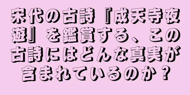 宋代の古詩『成天寺夜遊』を鑑賞する、この古詩にはどんな真実が含まれているのか？