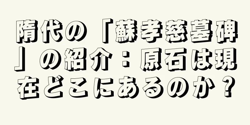 隋代の「蘇孝慈墓碑」の紹介：原石は現在どこにあるのか？