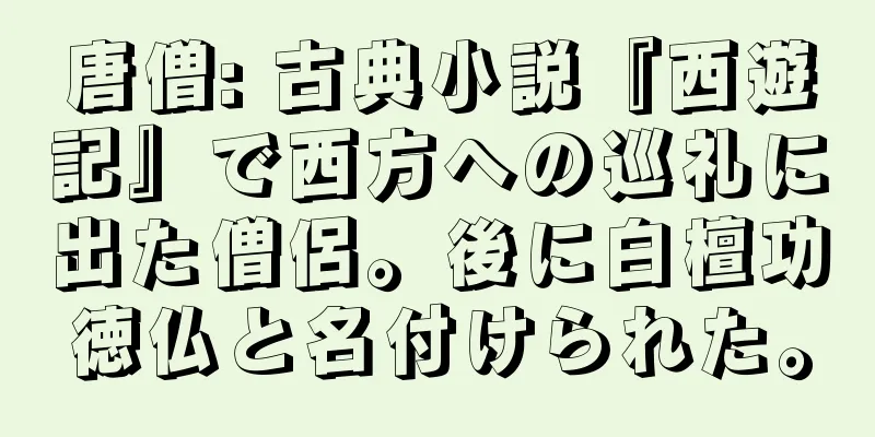 唐僧: 古典小説『西遊記』で西方への巡礼に出た僧侶。後に白檀功徳仏と名付けられた。