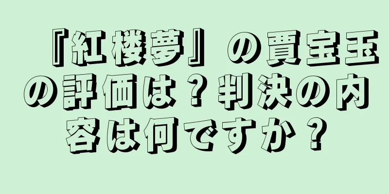 『紅楼夢』の賈宝玉の評価は？判決の内容は何ですか？