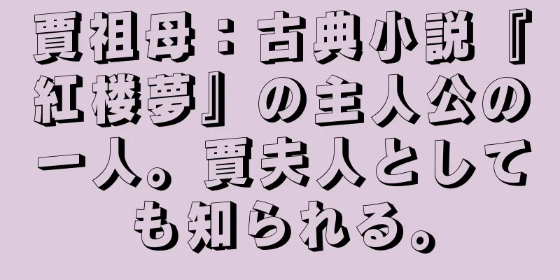 賈祖母：古典小説『紅楼夢』の主人公の一人。賈夫人としても知られる。