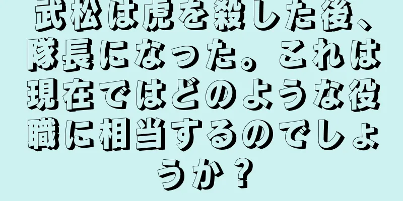 武松は虎を殺した後、隊長になった。これは現在ではどのような役職に相当するのでしょうか？