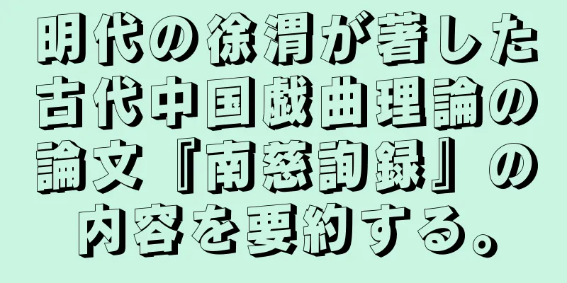 明代の徐渭が著した古代中国戯曲理論の論文『南慈詢録』の内容を要約する。
