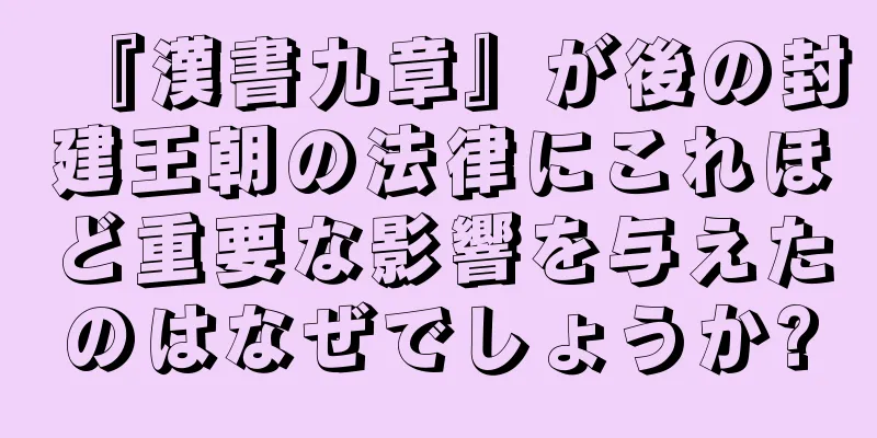 『漢書九章』が後の封建王朝の法律にこれほど重要な影響を与えたのはなぜでしょうか?