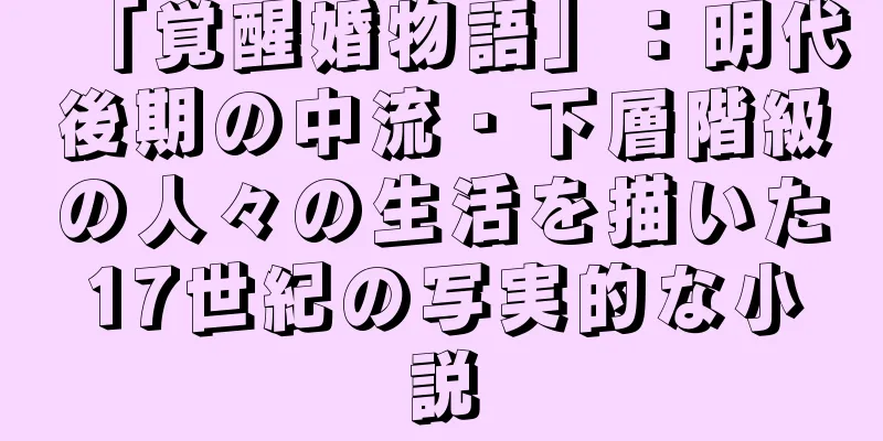「覚醒婚物語」：明代後期の中流・下層階級の人々の生活を描いた17世紀の写実的な小説