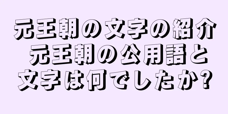 元王朝の文字の紹介 元王朝の公用語と文字は何でしたか?