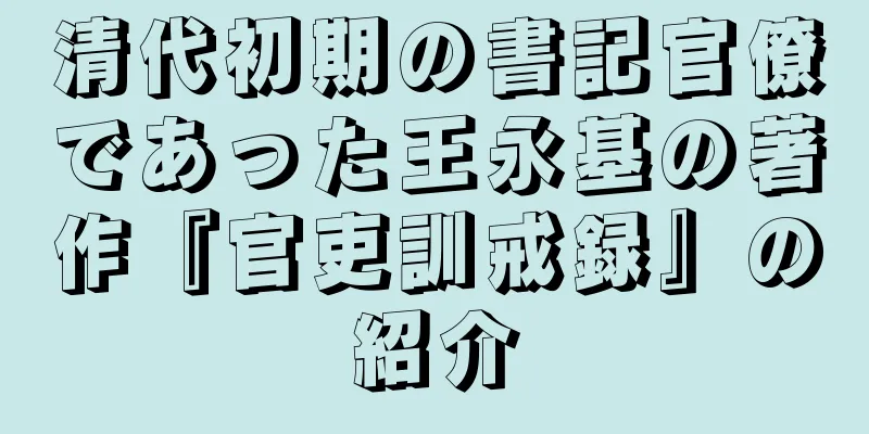 清代初期の書記官僚であった王永基の著作『官吏訓戒録』の紹介