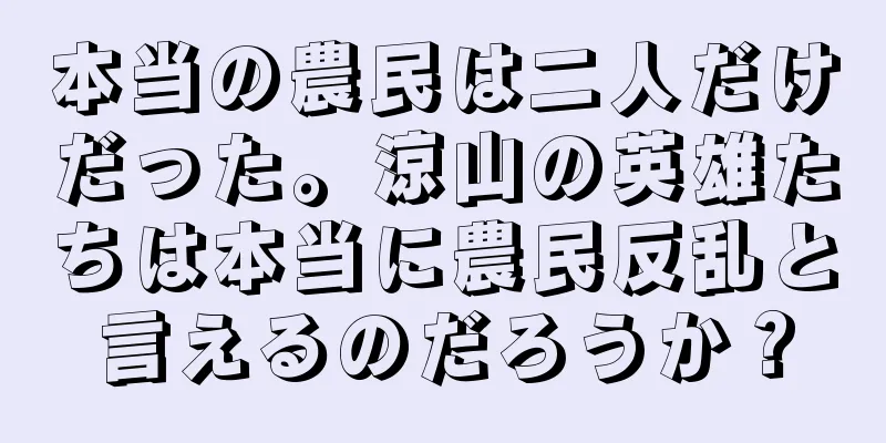 本当の農民は二人だけだった。涼山の英雄たちは本当に農民反乱と言えるのだろうか？