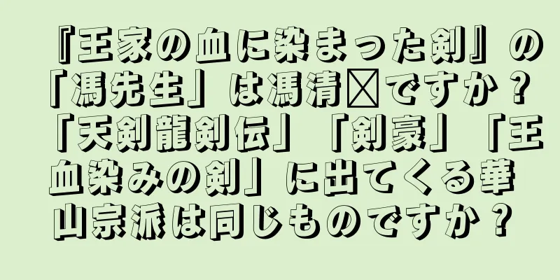 『王家の血に染まった剣』の「馮先生」は馮清阳ですか？ 「天剣龍剣伝」「剣豪」「王血染みの剣」に出てくる華山宗派は同じものですか？