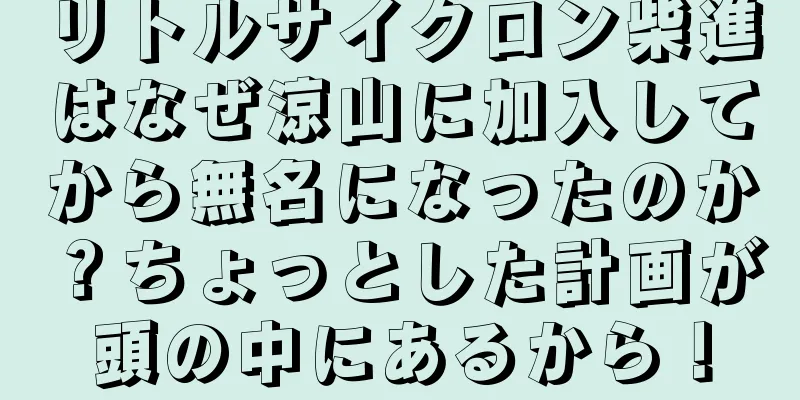 リトルサイクロン柴進はなぜ涼山に加入してから無名になったのか？ちょっとした計画が頭の中にあるから！