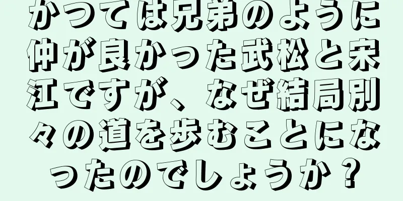 かつては兄弟のように仲が良かった武松と宋江ですが、なぜ結局別々の道を歩むことになったのでしょうか？