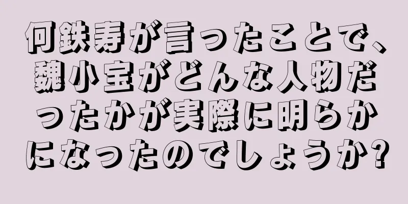 何鉄寿が言ったことで、魏小宝がどんな人物だったかが実際に明らかになったのでしょうか?