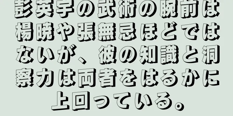 彭英宇の武術の腕前は楊暁や張無忌ほどではないが、彼の知識と洞察力は両者をはるかに上回っている。