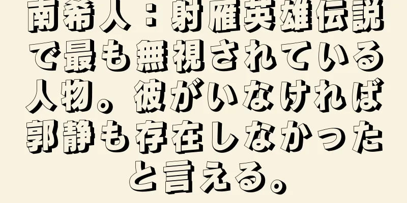 南希人：射雁英雄伝説で最も無視されている人物。彼がいなければ郭静も存在しなかったと言える。