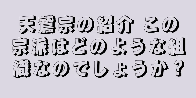 天鷲宗の紹介 この宗派はどのような組織なのでしょうか？