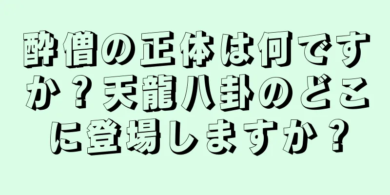 酔僧の正体は何ですか？天龍八卦のどこに登場しますか？