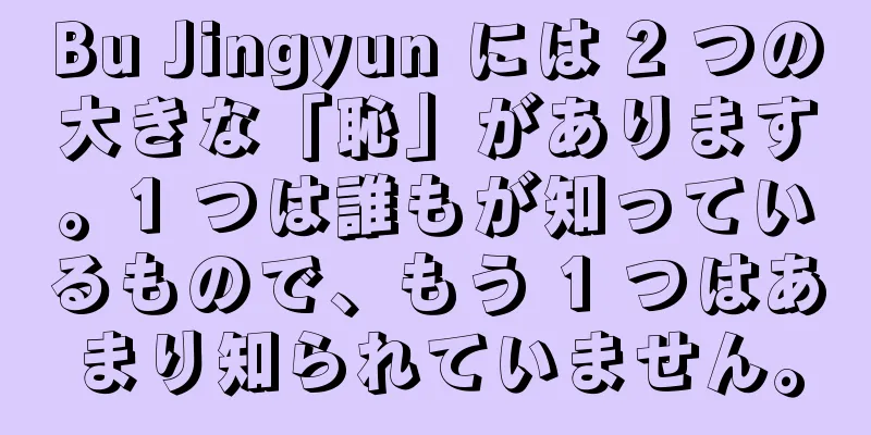 Bu Jingyun には 2 つの大きな「恥」があります。1 つは誰もが知っているもので、もう 1 つはあまり知られていません。