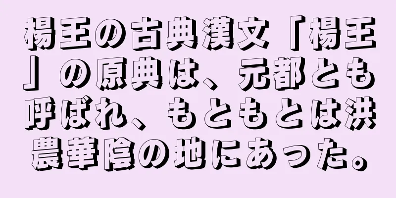 楊王の古典漢文「楊王」の原典は、元都とも呼ばれ、もともとは洪農華陰の地にあった。