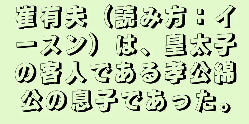 崔有夫（読み方：イースン）は、皇太子の客人である孝公綿公の息子であった。