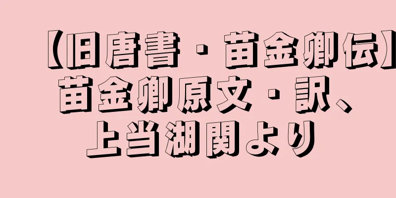 【旧唐書・苗金卿伝】 苗金卿原文・訳、上当湖関より