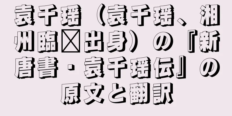 袁千瑶（袁千瑶、湘州臨漳出身）の『新唐書・袁千瑶伝』の原文と翻訳