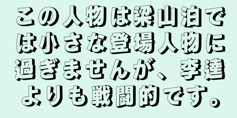 この人物は梁山泊では小さな登場人物に過ぎませんが、李逵よりも戦闘的です。