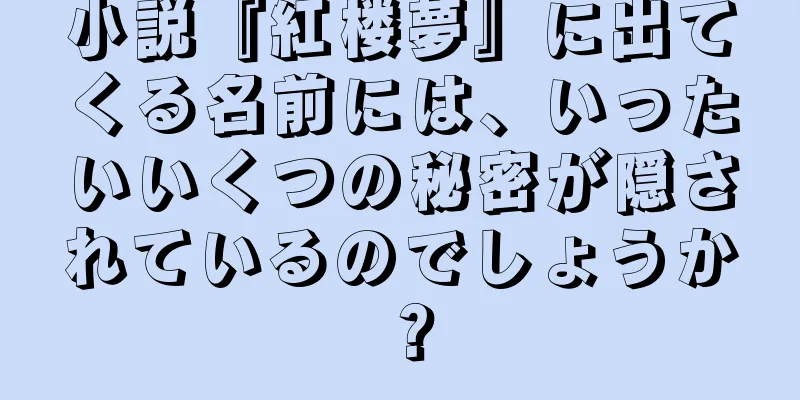 小説『紅楼夢』に出てくる名前には、いったいいくつの秘密が隠されているのでしょうか？