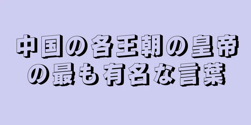 中国の各王朝の皇帝の最も有名な言葉